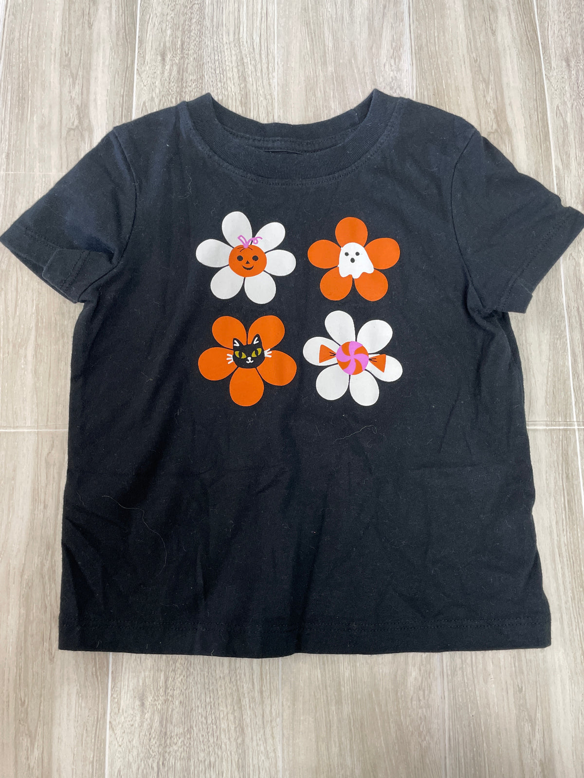 18m Black Halloween Floral Graphic Tee
