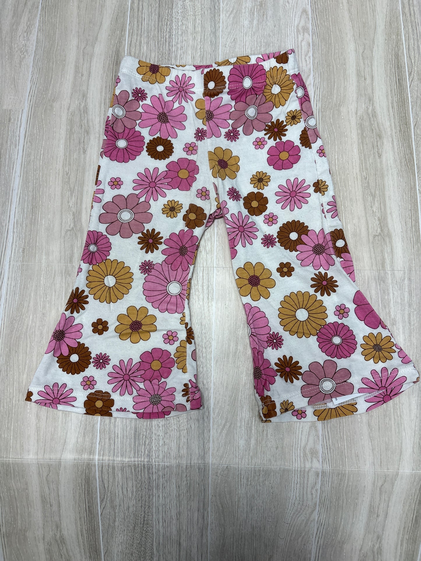 3-6m Angel Dear Pink/Mustard Floral Flare Pants