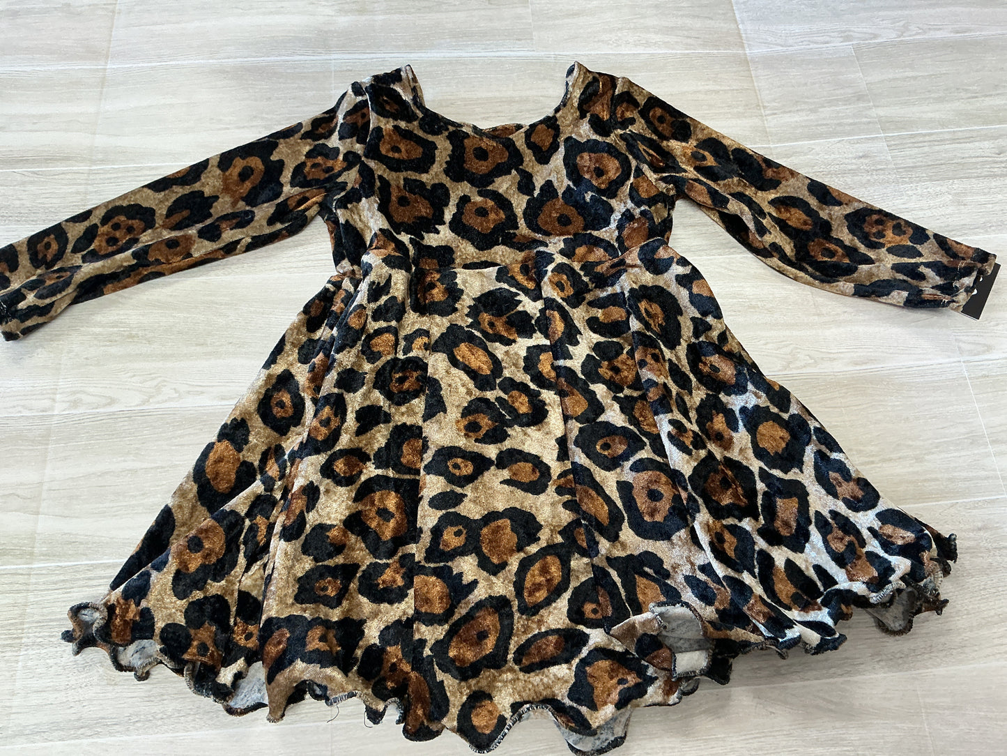 24m Handmade Cheetah Velour Long Sleeve Dress