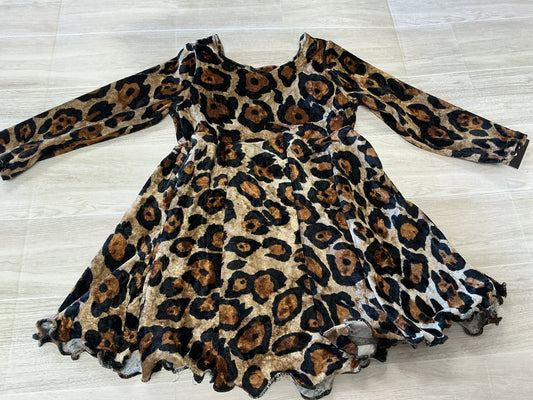 24m Handmade Cheetah Velour Long Sleeve Dress