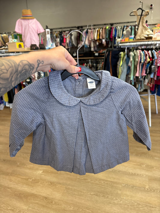 NWT 12-18m Blue Dotted Collared Blouse