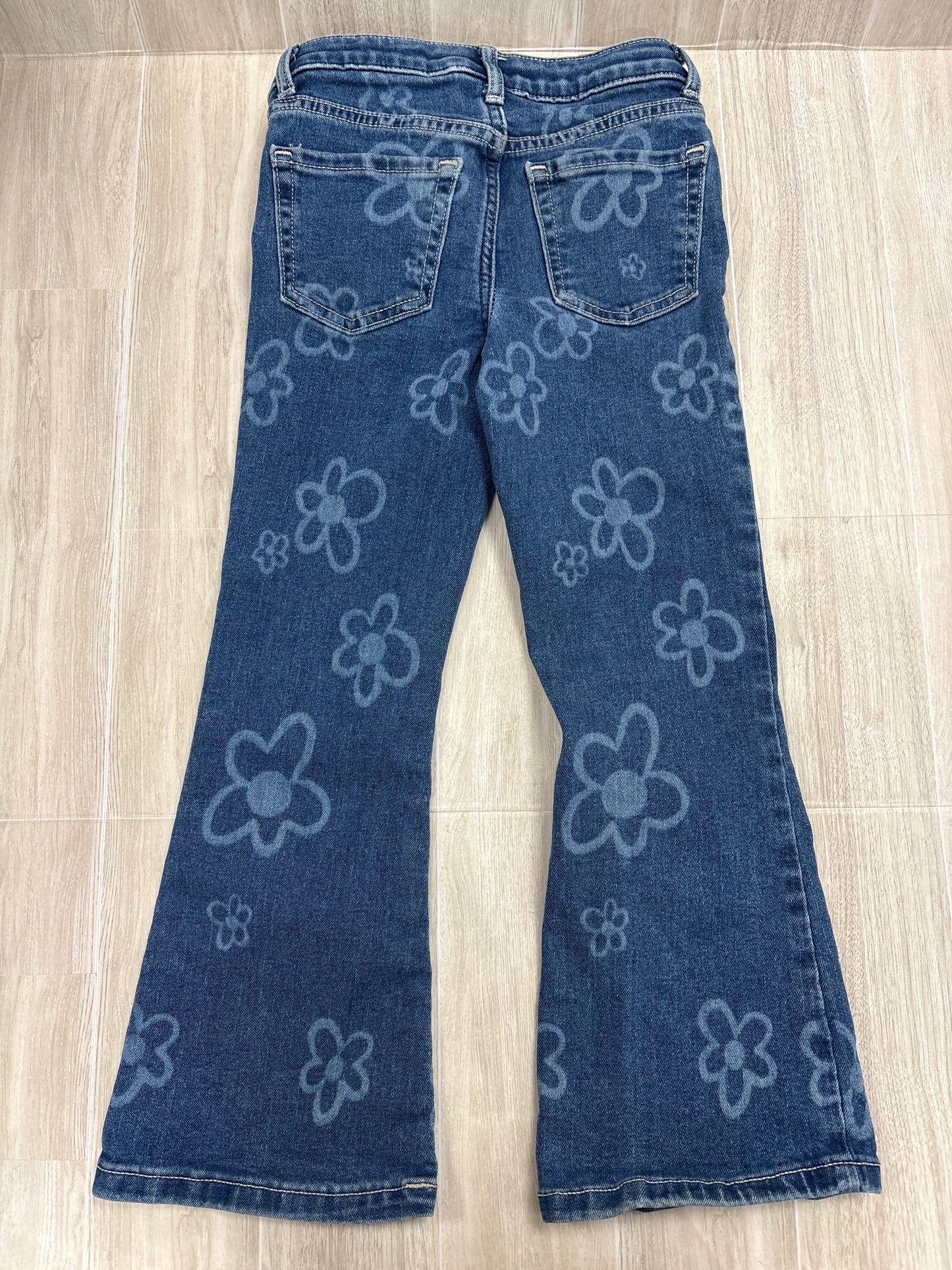 6 Retro Floral Medium Wash Flare Denim