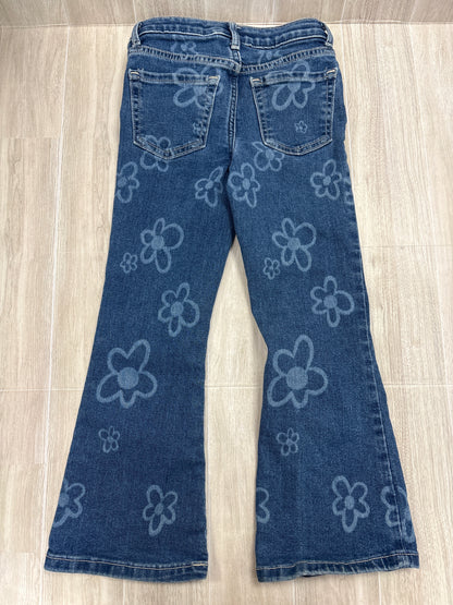 6 Retro Floral Medium Wash Flare Denim
