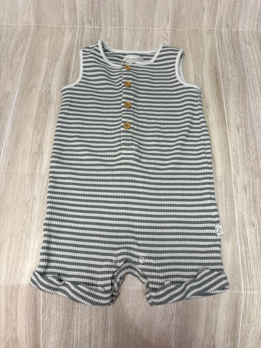 18m Mini Waffle Knit Green/Off White Striped Tank Shortie Romper