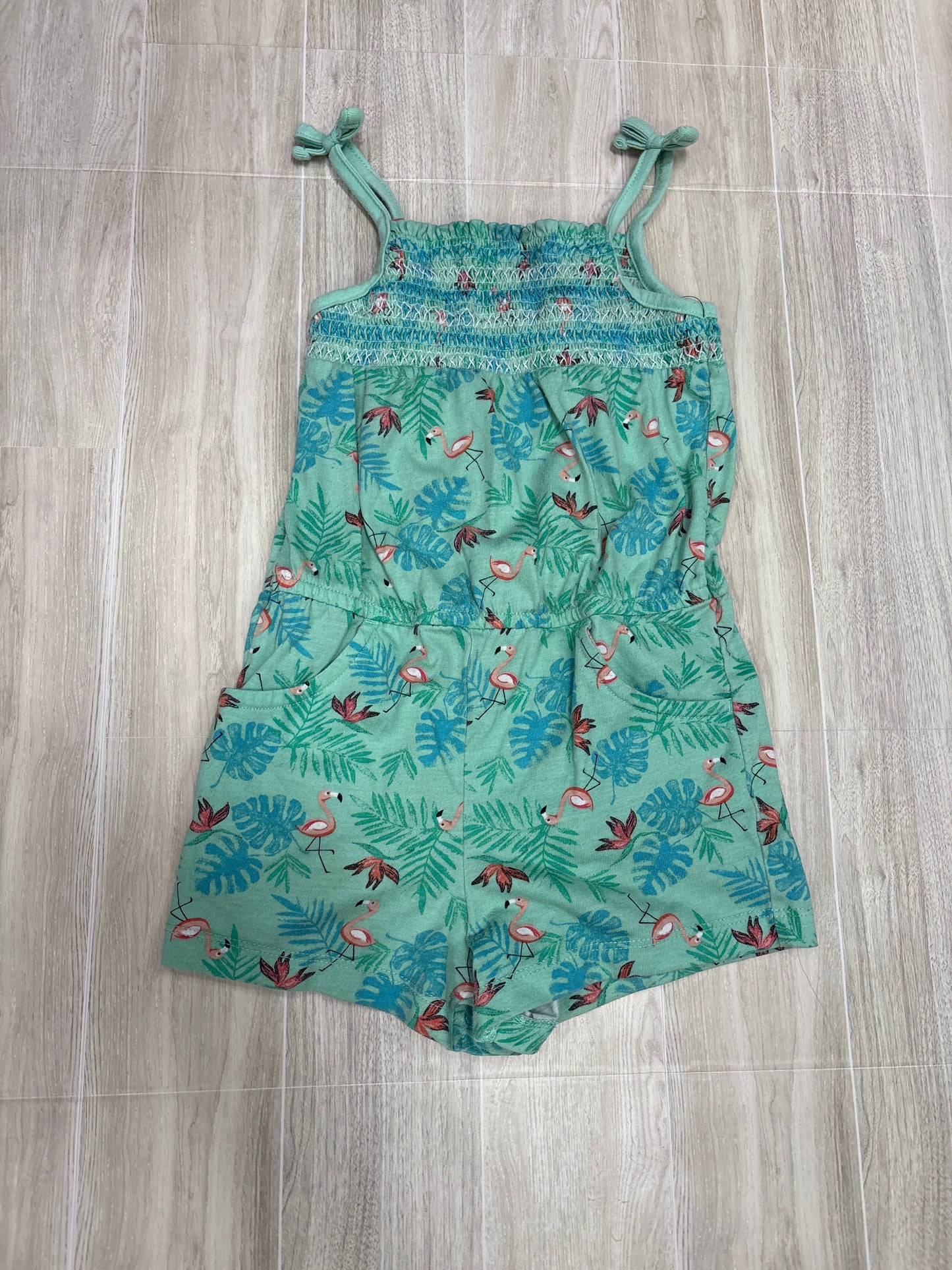 4T Green Flamingo Romper