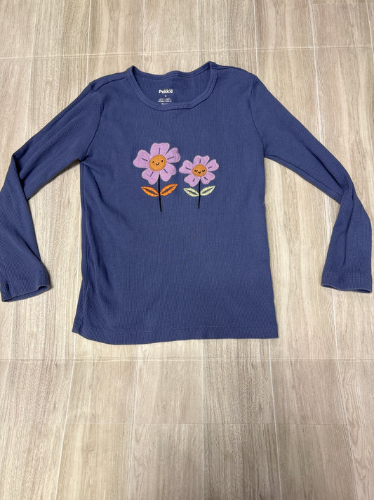 6 Purple Floral Ribbed Long Sleeve