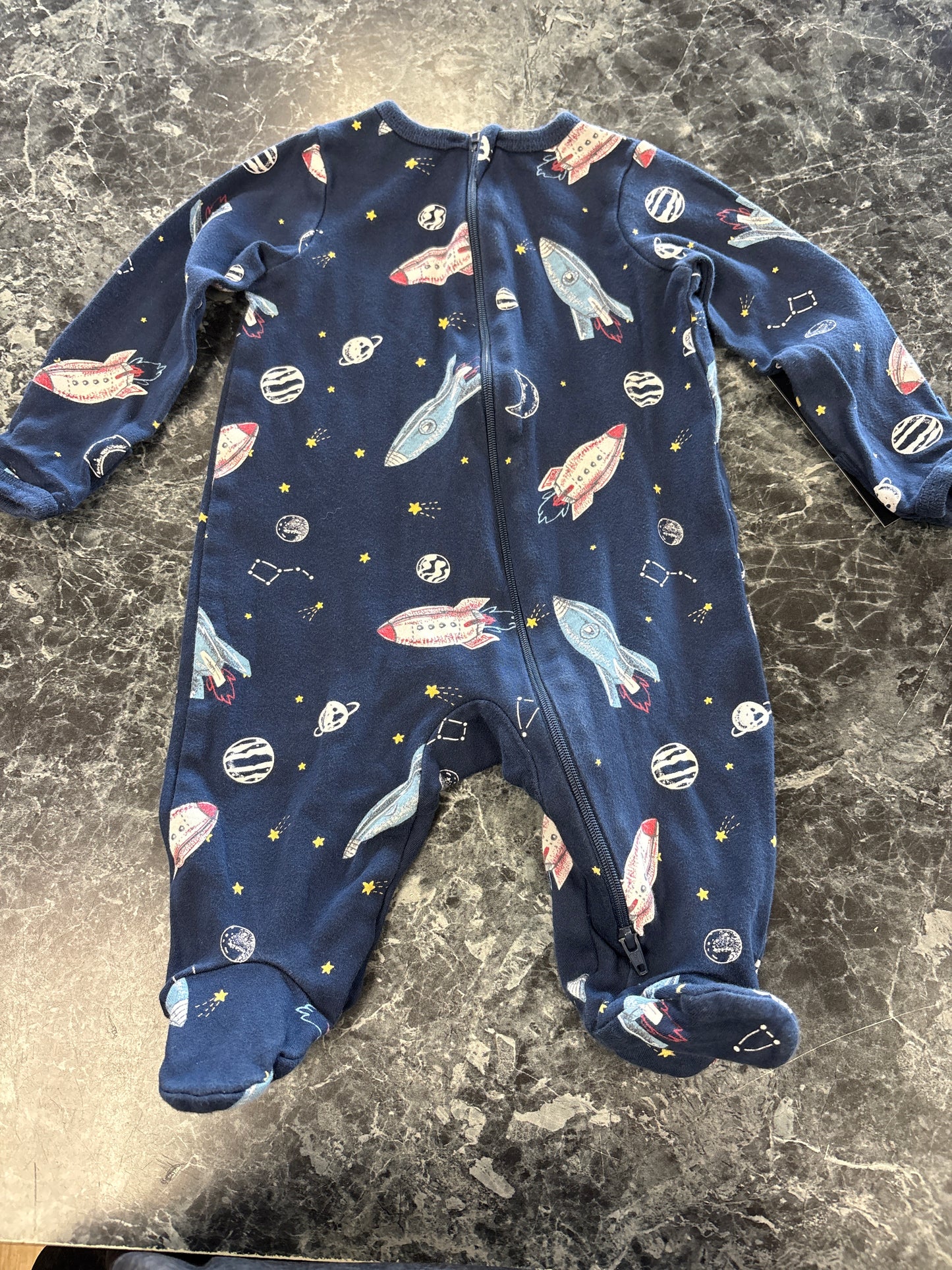 0-3m Rocket Space Footied Pajama