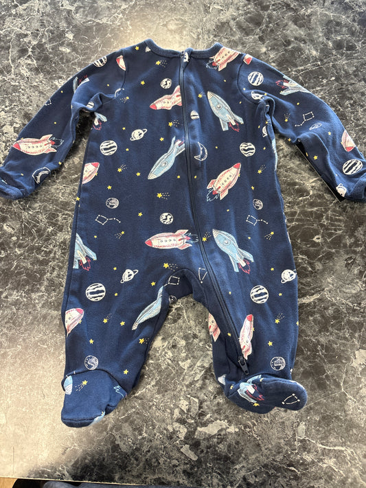 0-3m Rocket Space Footied Pajama