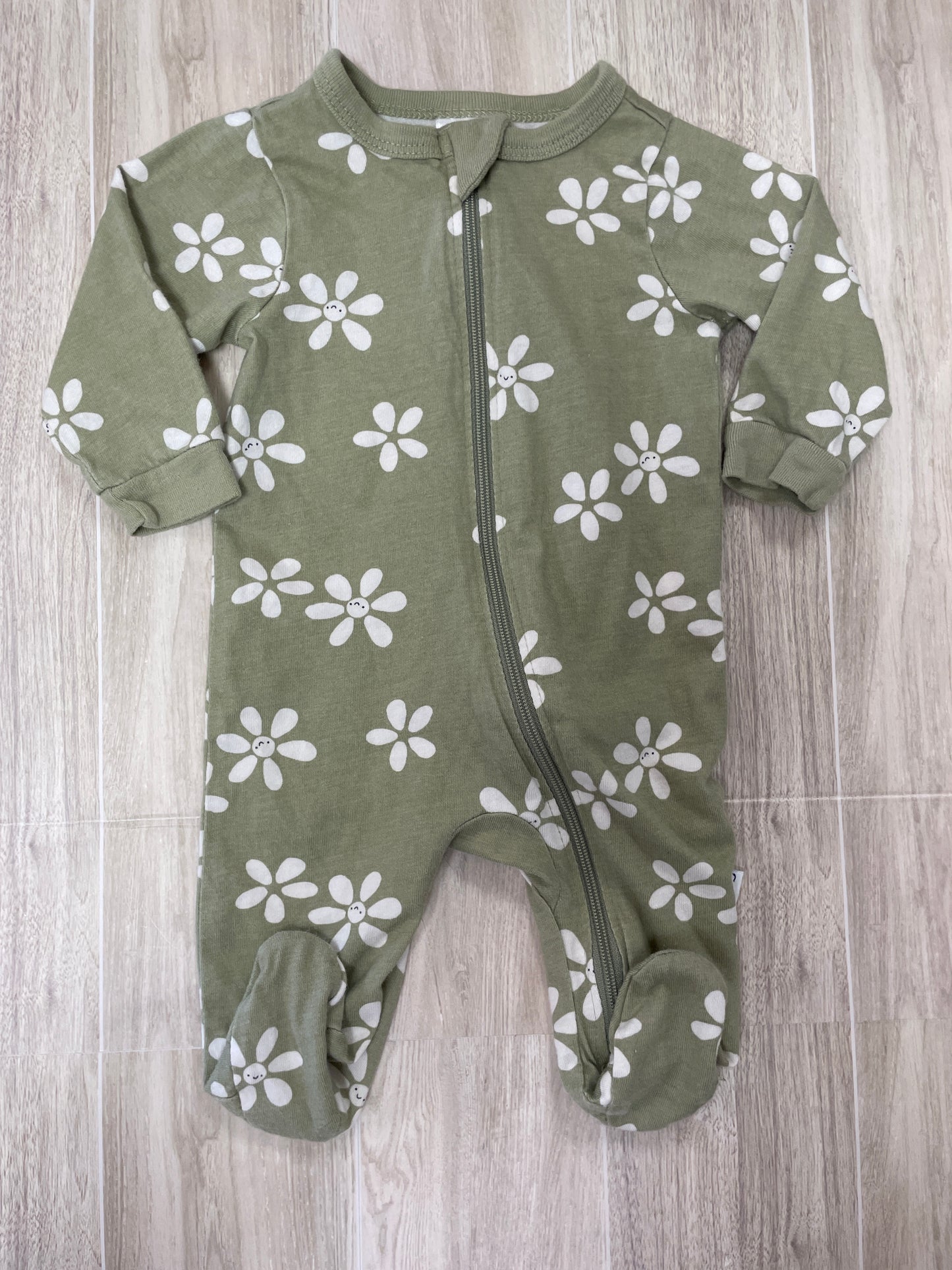 Newborn Olive Flowers Pajama