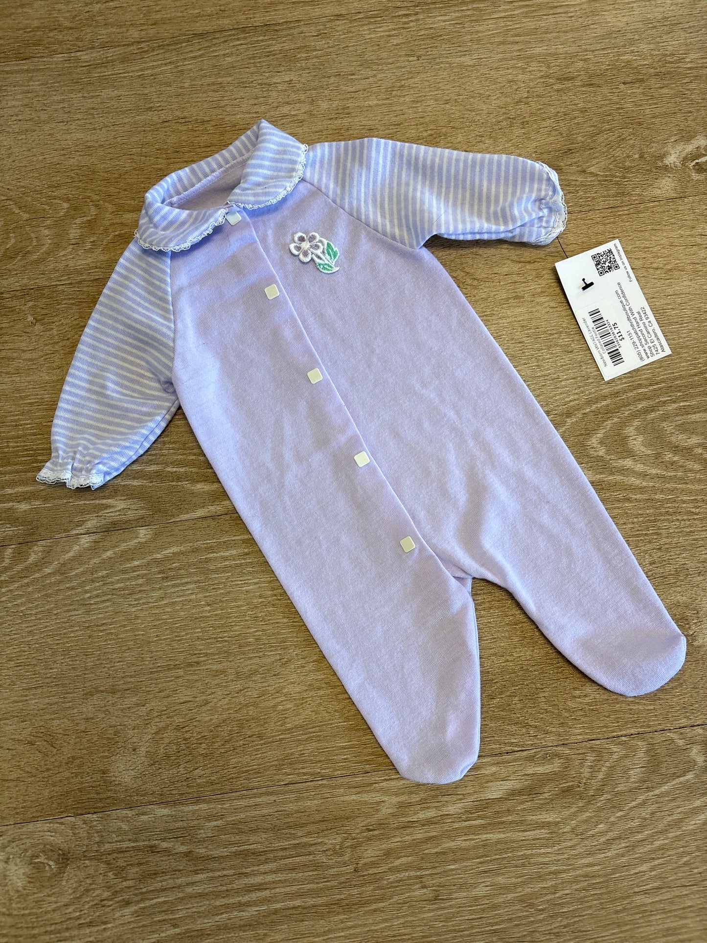 Newborn VINTAGE Lavender Collared Footie