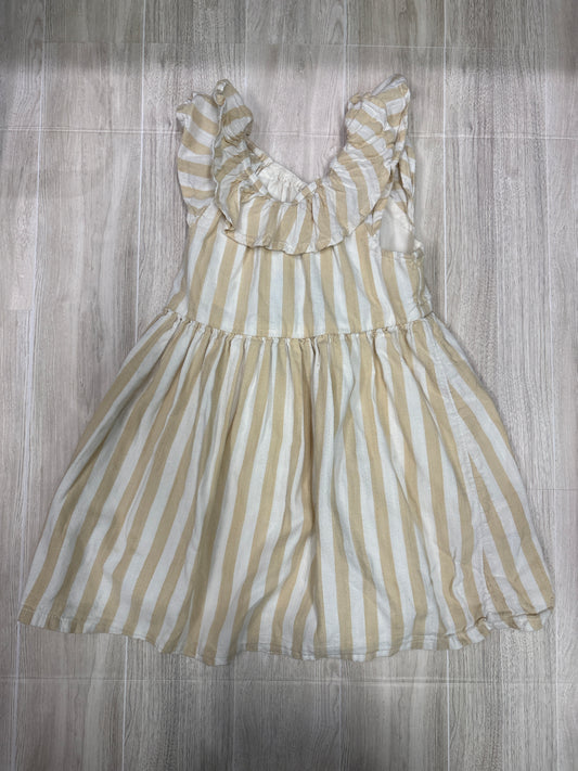 2T Tan Striped Ruffle Tank Dress