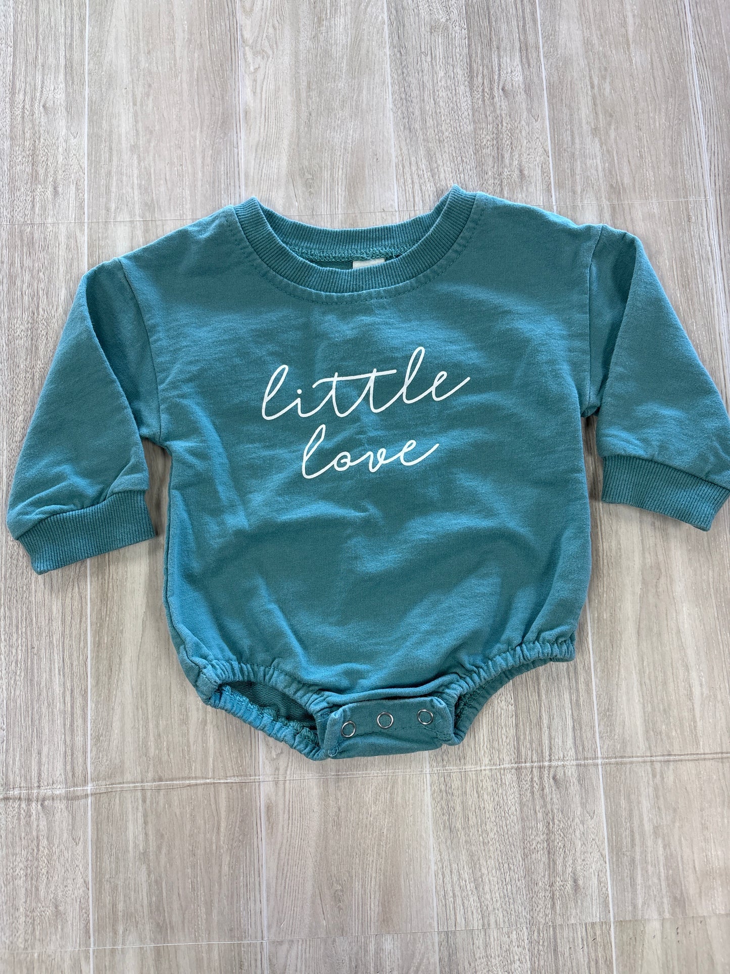6/9m Aqua Little Love Long Sleeve Onesie