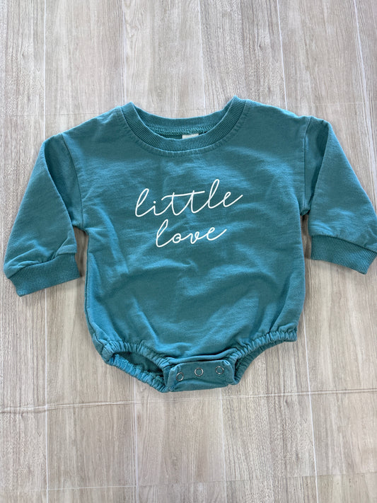 6/9m Aqua Little Love Long Sleeve Onesie