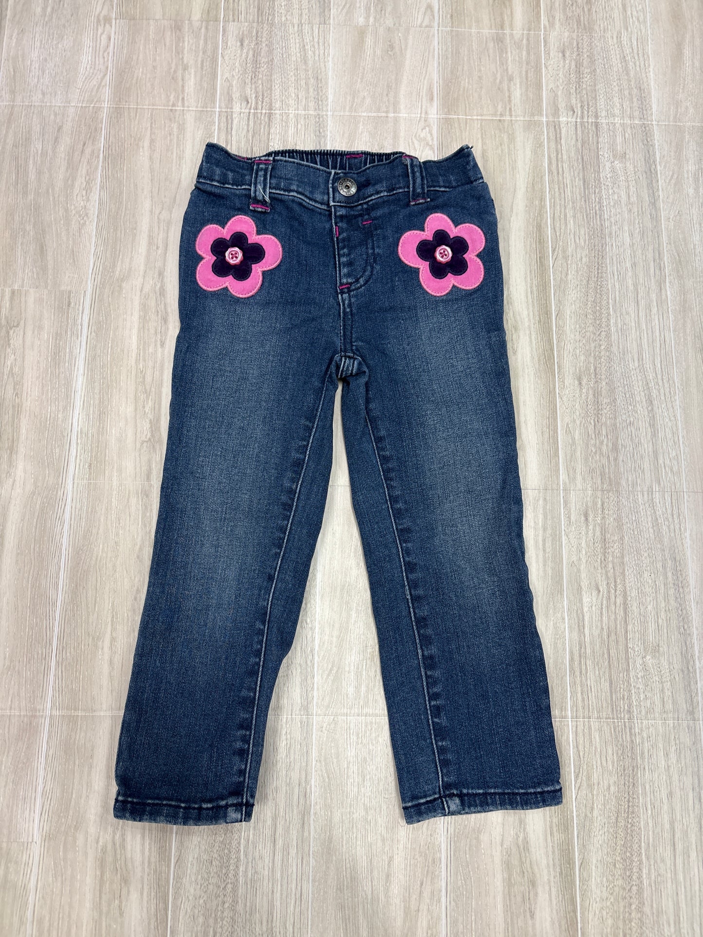 3T Dark Wash Flower Detail Denim
