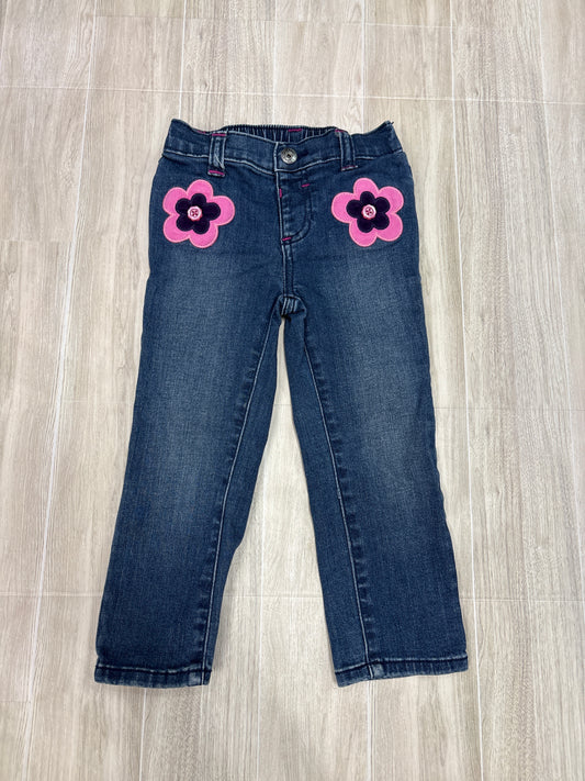 3T Dark Wash Flower Detail Denim