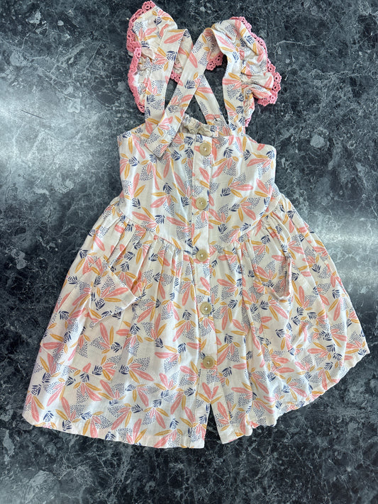 2T Pink/Yellow Printed Tank Dress