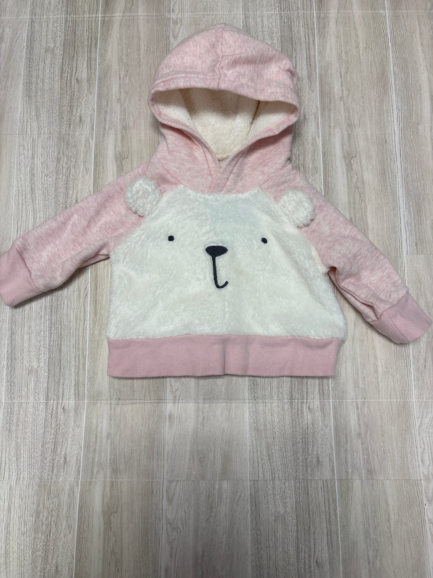 3-6m Pink Bear Furry Hoodie