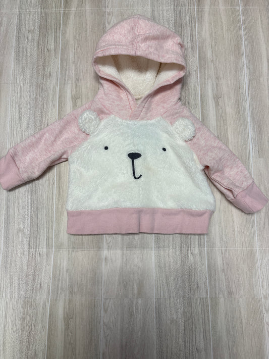 3-6m Pink Bear Furry Hoodie