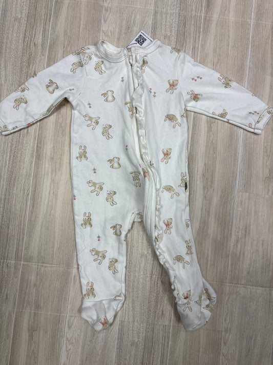3-6m Organic Bunny Ruffle Pajama