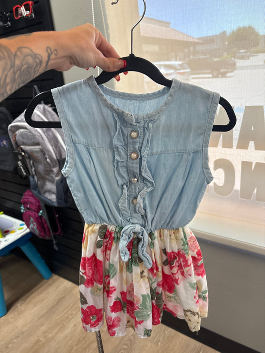3T Pearl Button Rose Dress