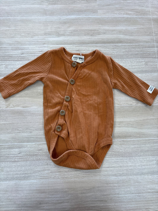 0-3m Rust Button Onesie