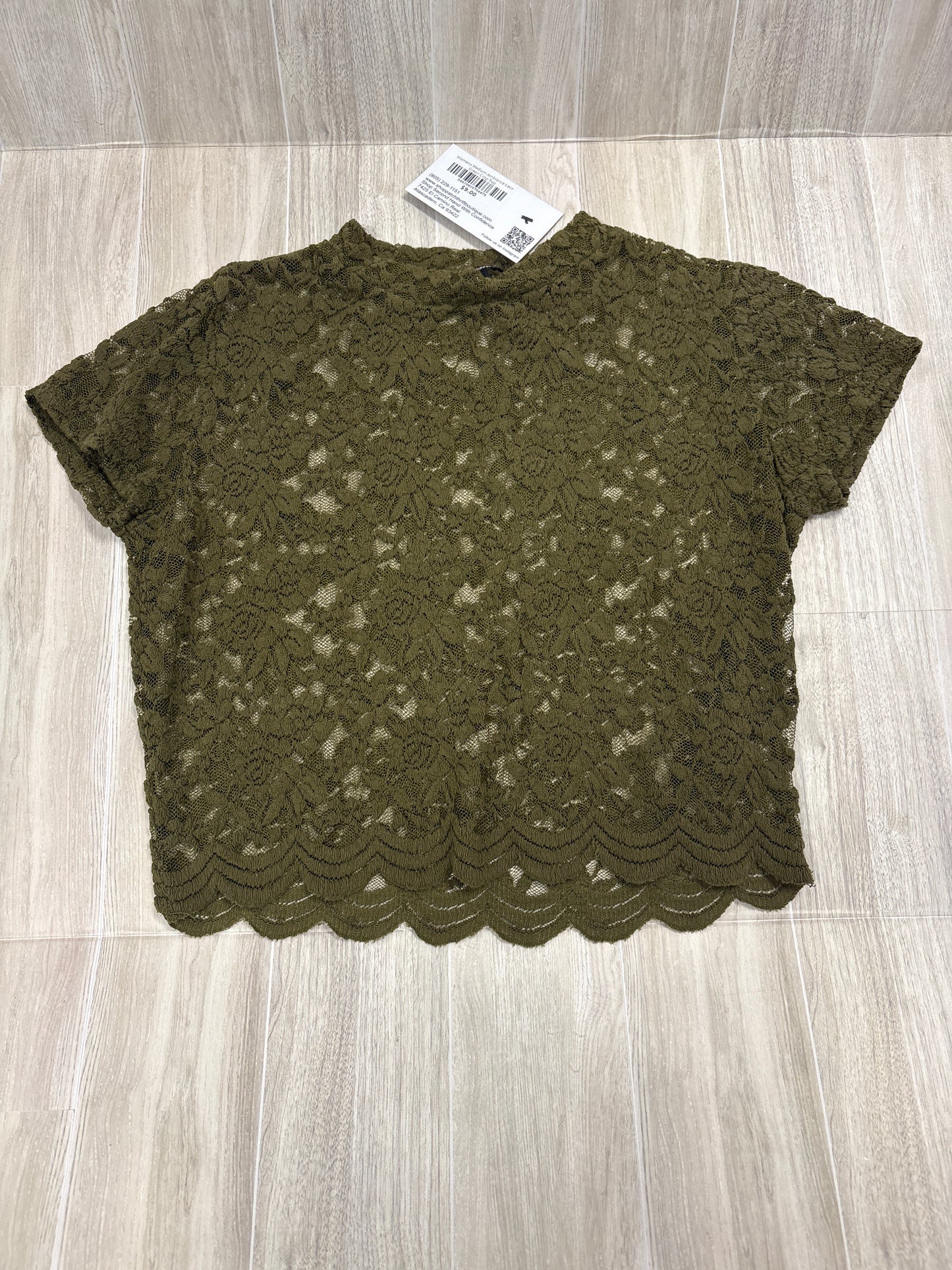 Womens Medium Ambiance Lace Green Crop Top