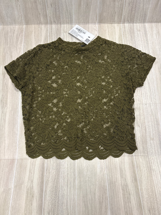 Womens Medium Ambiance Lace Green Crop Top