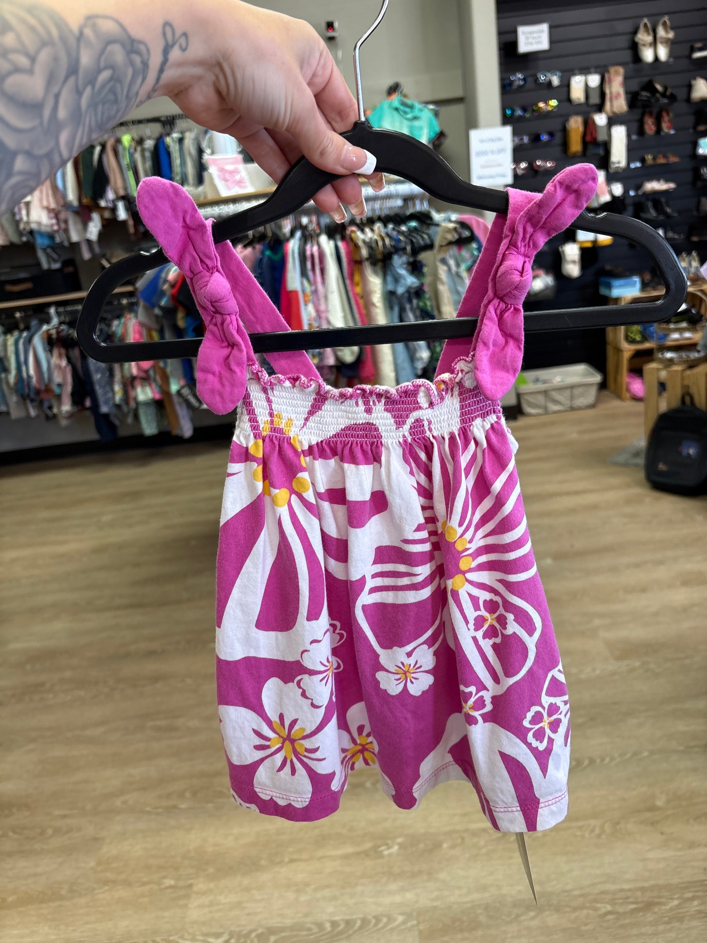 4T Pink Floral Tie Tank