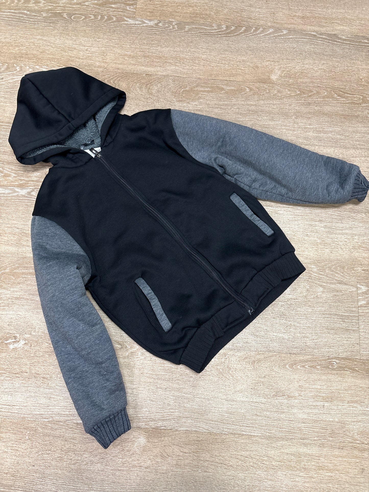 14 Black/Grey Lined Hooded Jacket