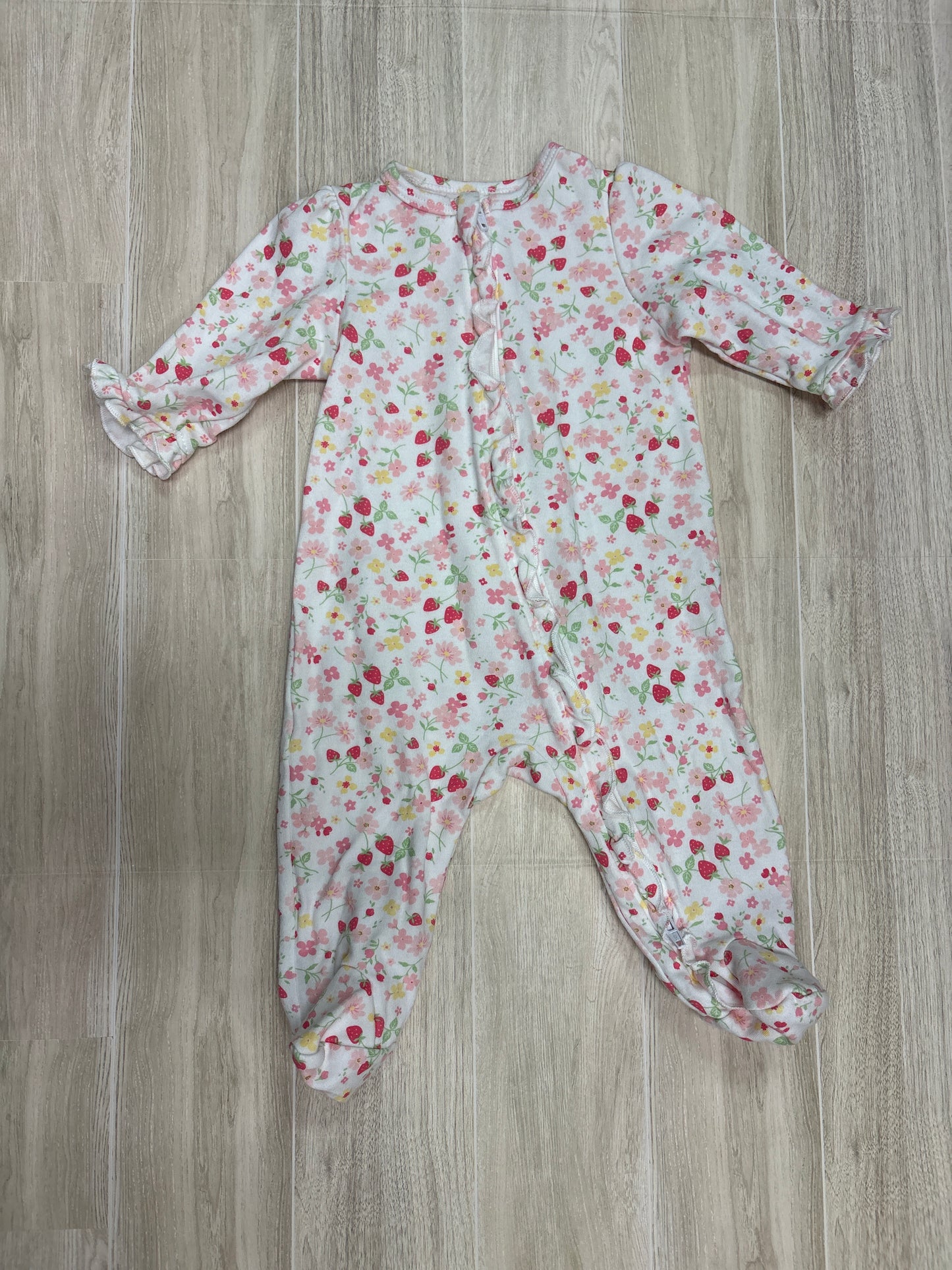 3m Little Me Strawberry Floral Footed Pajama