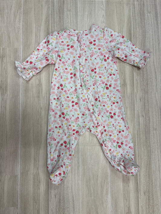 3m Little Me Strawberry Floral Footed Pajama