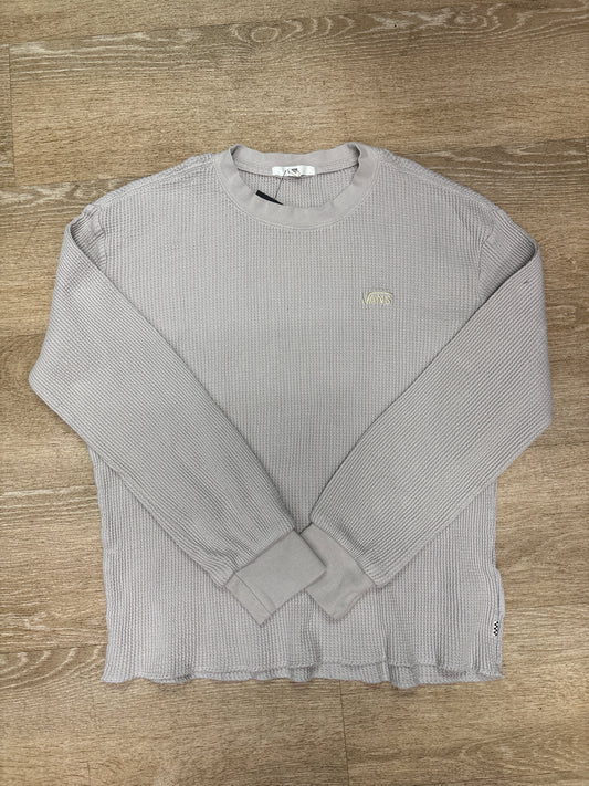 Womens Medium Light Grey Waffle Knit Vans Long Sleeve Shirt