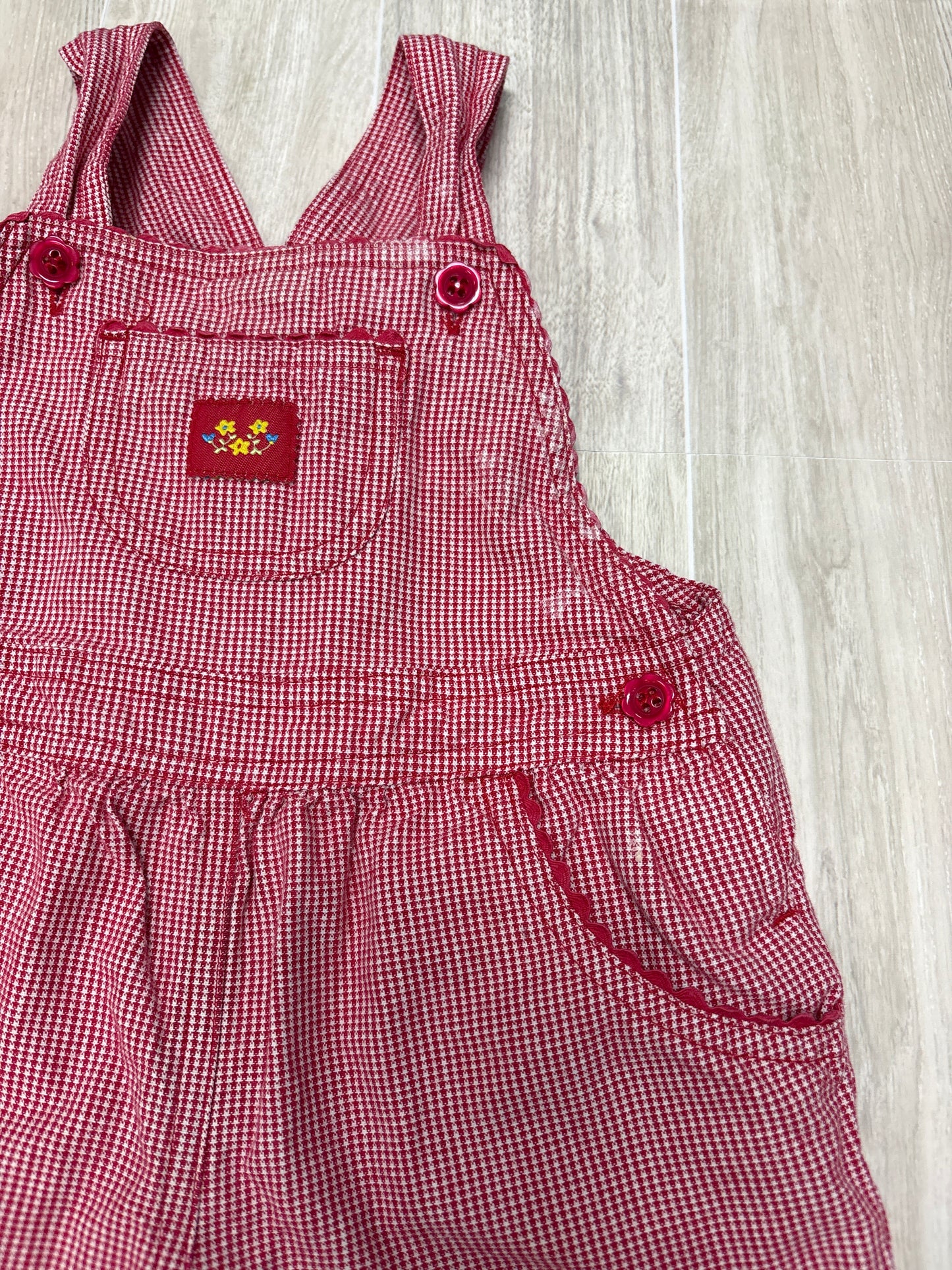 3/6m Red Gingham Overall - Blemish