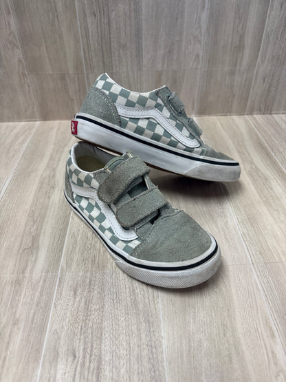 12.5c Vans Mint Blue Checkered Velcro Sneakers