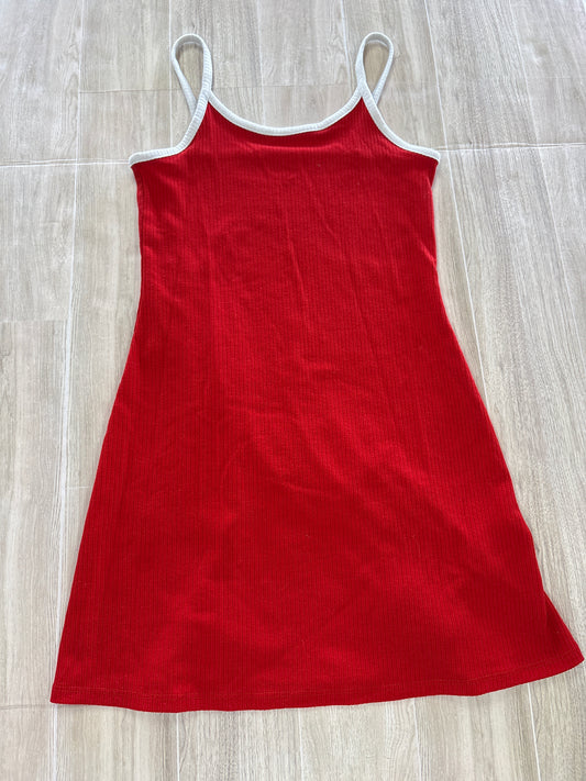 8 Red Ribbed Tank Dress