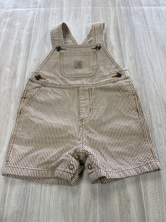18m Carhartt Brown/Cream Pinstriped Shortie Overalls