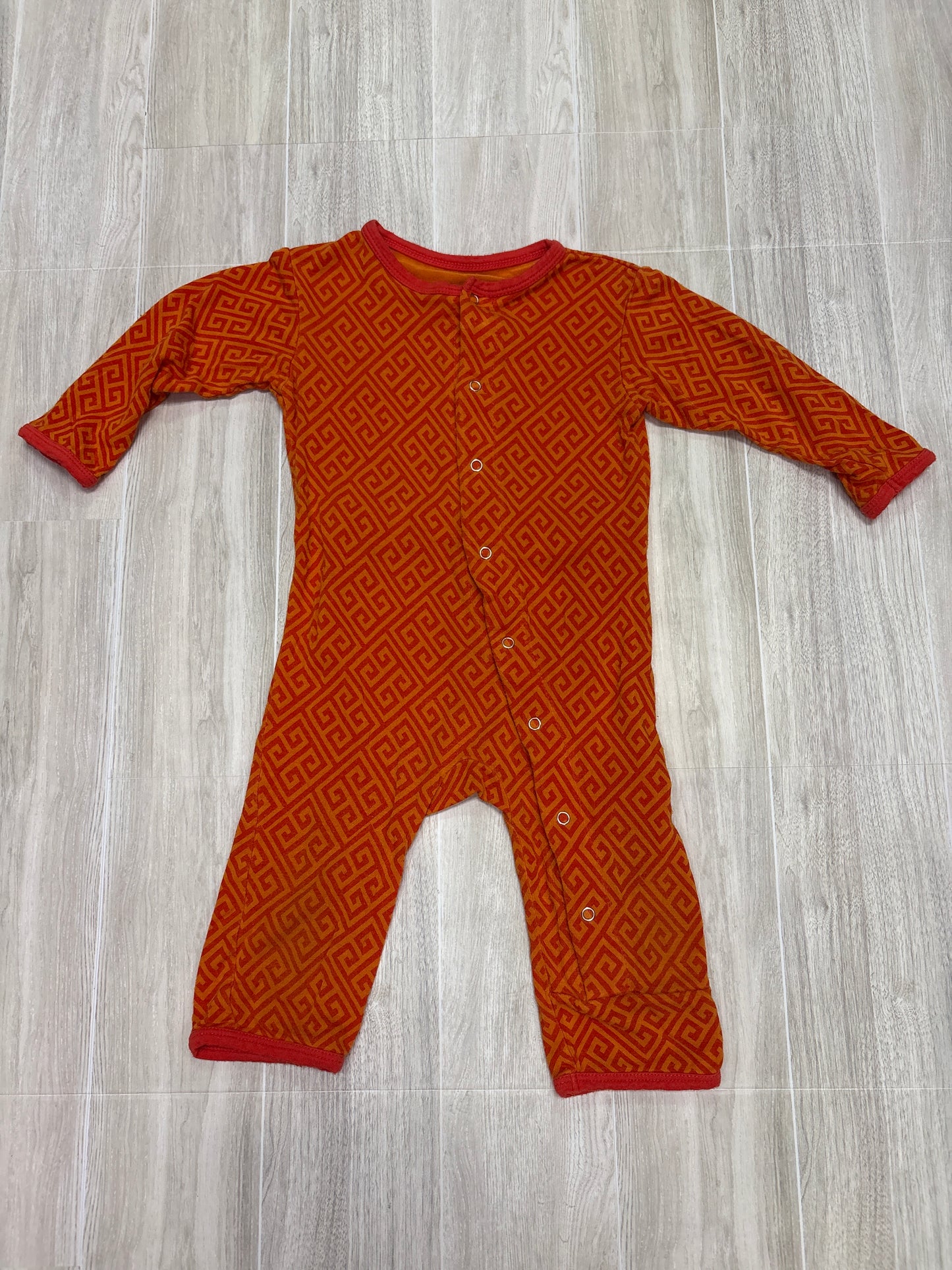 3-6m Kickee Pants Orange Maze Print Romper