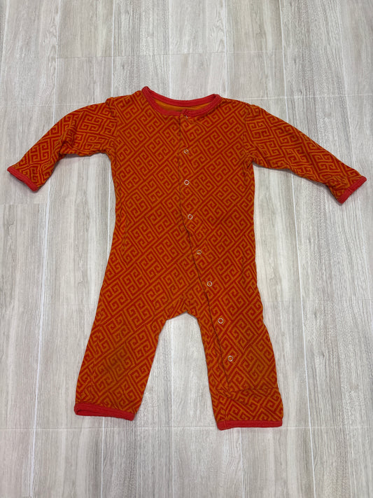 3-6m Kickee Pants Orange Maze Print Romper