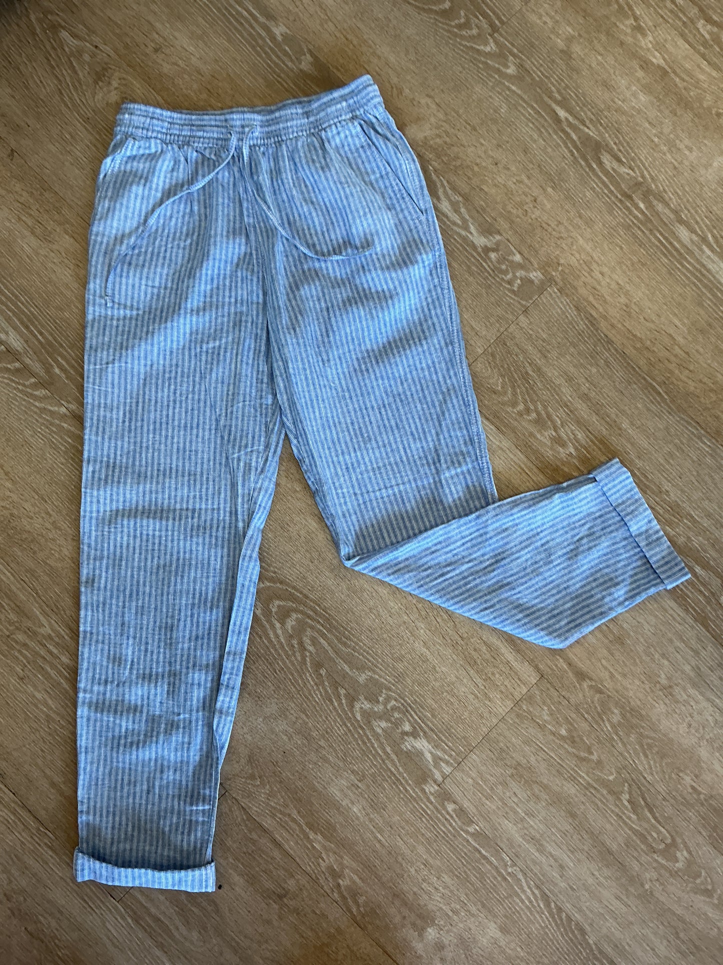NWT Womens Xsmall Blue Pinstripe Linen Pants