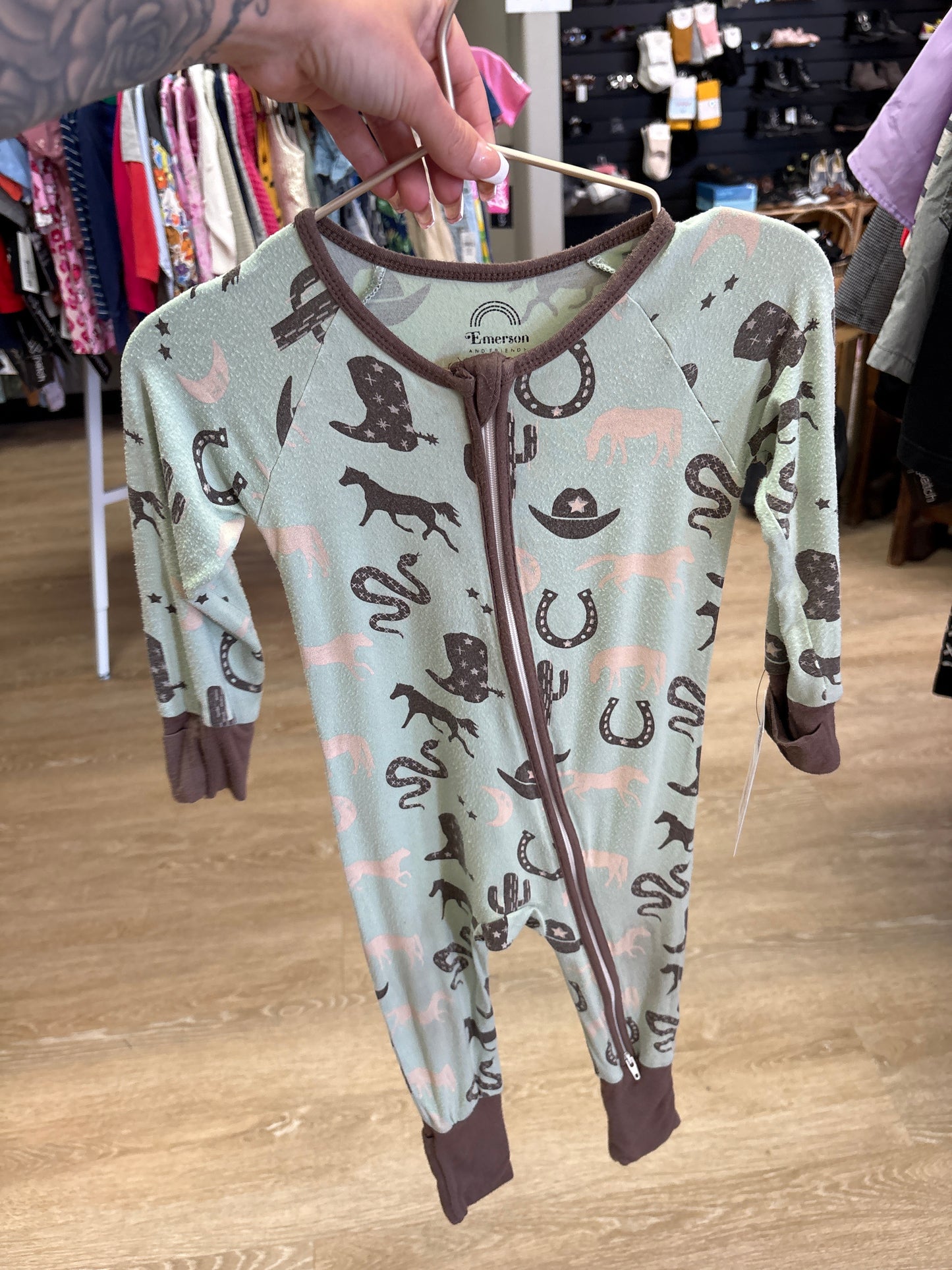 12-18m Emerson And Friends Mint Western Pajama