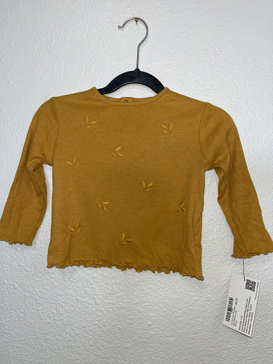 12-18m Zara Mustard Leaf Ribbed Long Sleeve