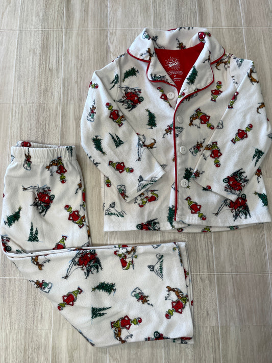 2T White Grinch Christmas Holiday 2 Piece Pajama Set