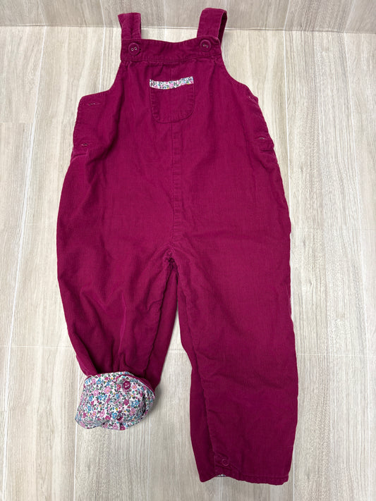 12-18m Magenta Corduroy Lined Overalls