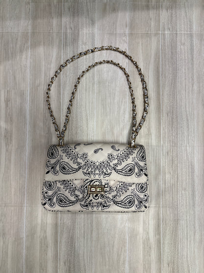 Paisley Crossbody Purse with Gold Chain