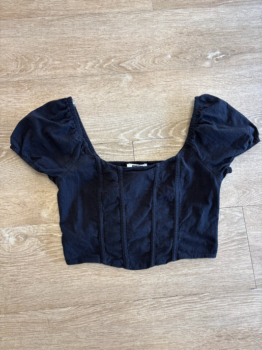 Womens Medium Black Corset Style Top