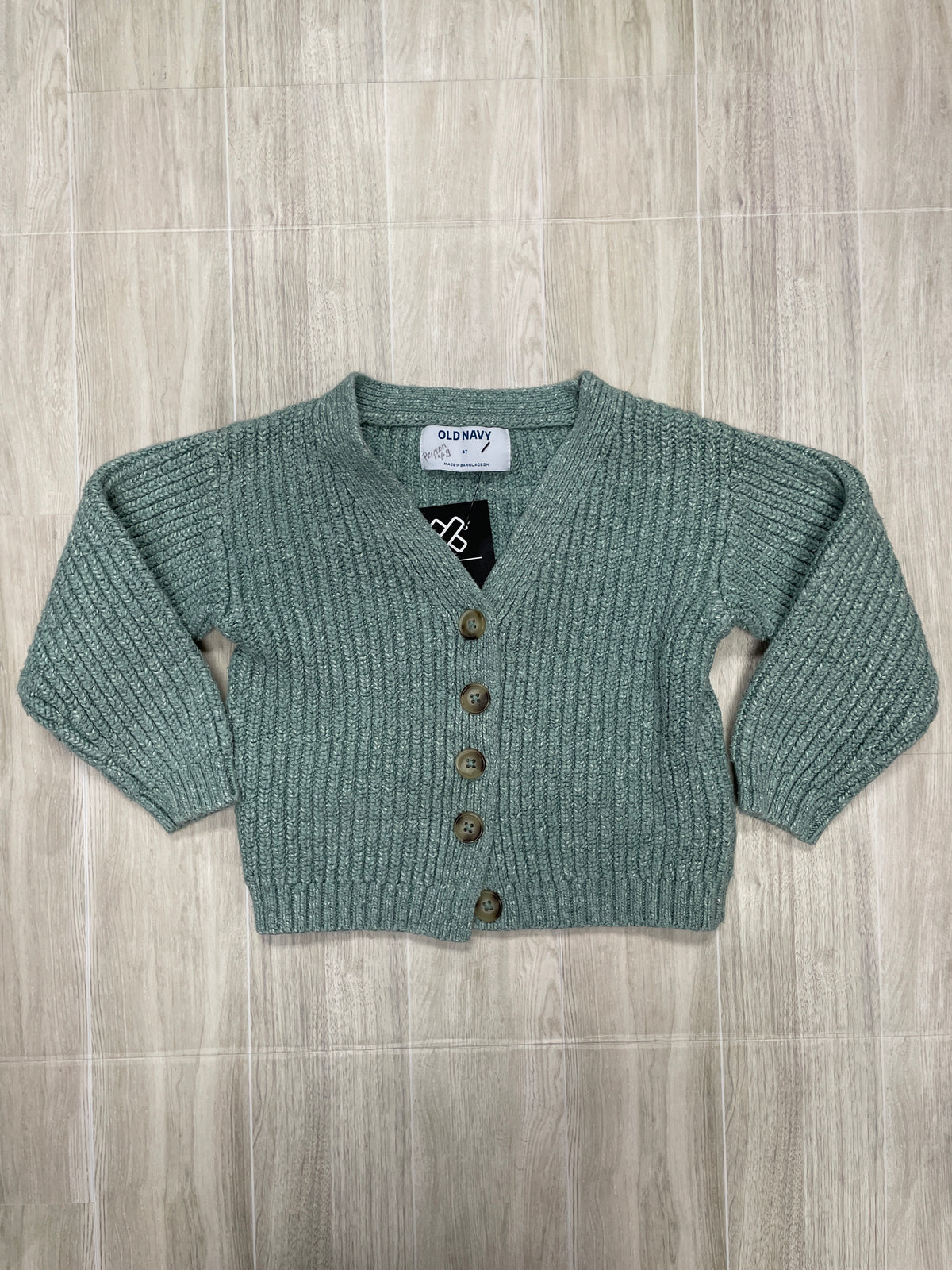 4T Mint Knit Button Cardigan