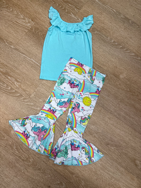 NWT 2T Bums & Roses My Little Pony Blue Bellbottom Outfit