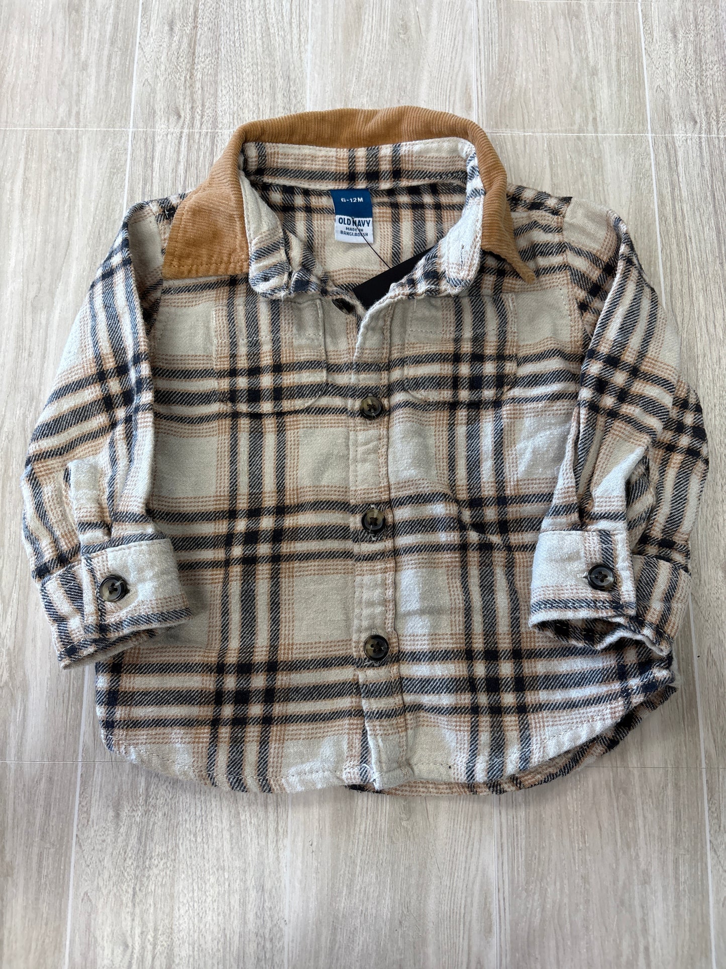 6-12m Cream/Black Flannel