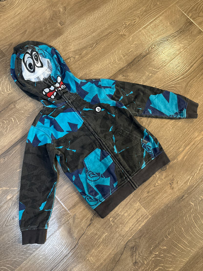 5 Volcom Blue/Dark Grey Zip Up With Designed Hood