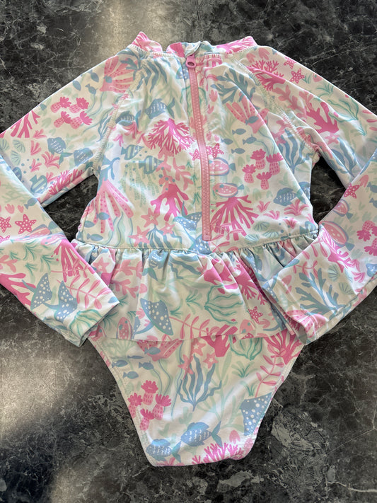 3T Pastel Under The Sea Ruffle Swimsuit
